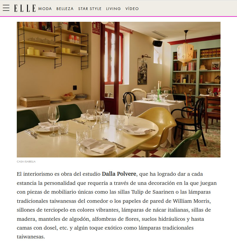 ELLE. Casa Isabella, el nuevo italiano de Madrid para disfrutones sibaritas donde te sentirás como en casa